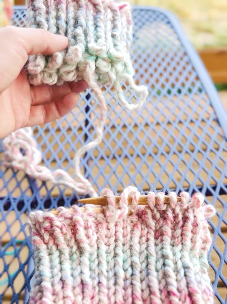 I had to sacrifice a little boot cuff to finish my hat because I played a game of yarn chicken. Read more from Liz Chandler @PurlsAndPixels.