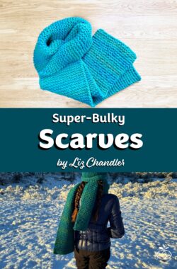 Knit super-bulky scarf made with the PDF knitting pattern shown in Wool-Ease Thick and Quick "Bluegrass" yarn.