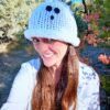 Liz Chandler's Fast & Easy Ghost Knit Hat PDF Knitting Pattern shown outside.