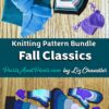 With the Fall Classics knitting pattern bundle, you can knit a scarf, hat, fingerless gloves, and mittens. Grab the set of 4 fall knitting pattern PDFs by Liz Chandler @PurlsAndPixels.