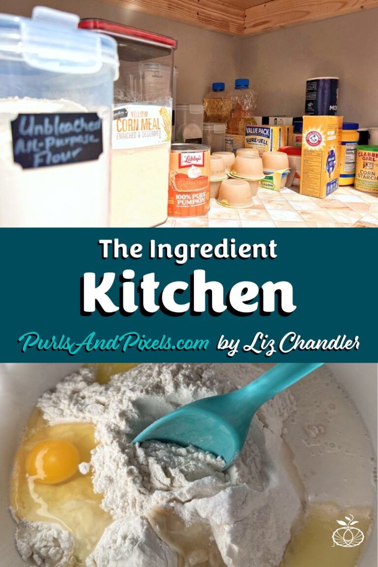 Pantry staples and basic cooking ingredients, including flour, eggs, and milk, used to cook from scratch.