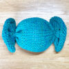 Completed knitting pattern stuffed super-bulky candy toy in Wool-Ease Thick and Quick color Bluegrass.