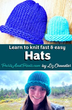 Learn to knit the easiest chunky knit hats, seamlessly in the round with the PDF knitting pattern from Liz Chandler @PurlsAndPixels.