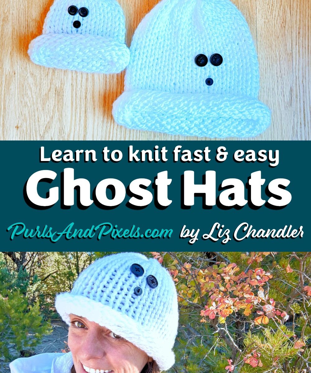 Learn to knit fast and easy ghost hats with the PDF knitting pattern by Liz Chandler @PurlsAndPixels.
