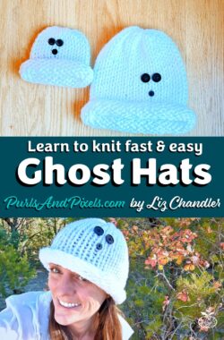 Learn to knit fast and easy ghost hats with the PDF knitting pattern by Liz Chandler @PurlsAndPixels.