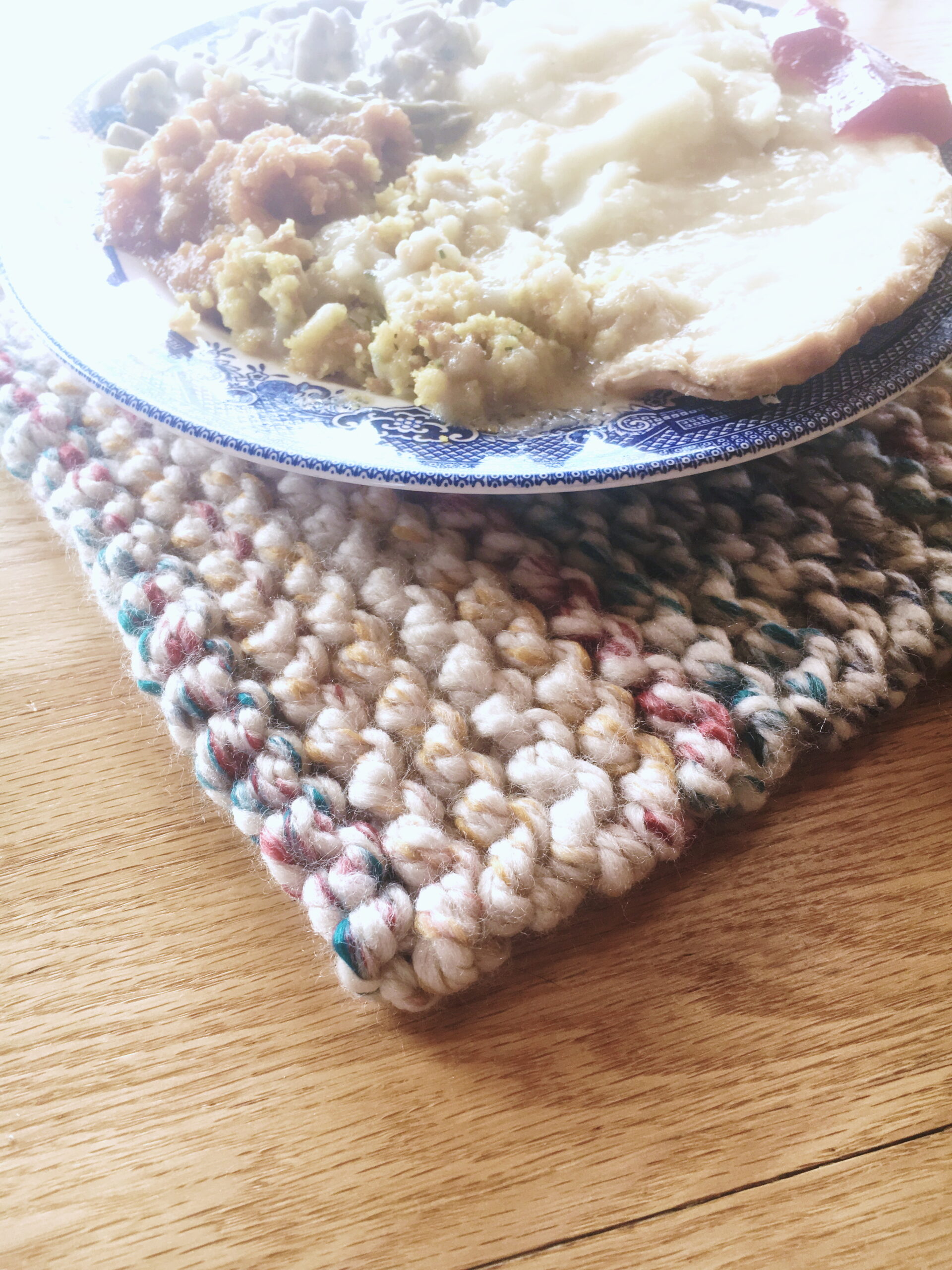 Enjoy your Christmas dinner on a Cherry Candy Cane Potholder. The oversized square makes a great mini-placemat and adds festive DIY decor to your holiday table. 