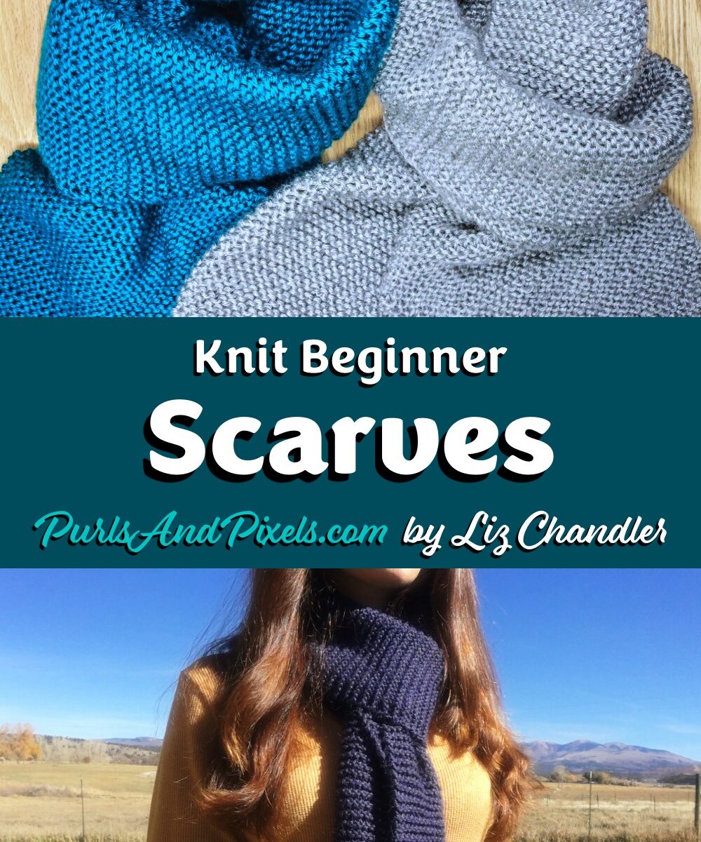 Learn to knit beginner scarves with this free, easy scarf pattern for new knitters by Liz Chandler @PurlsAndPixels.