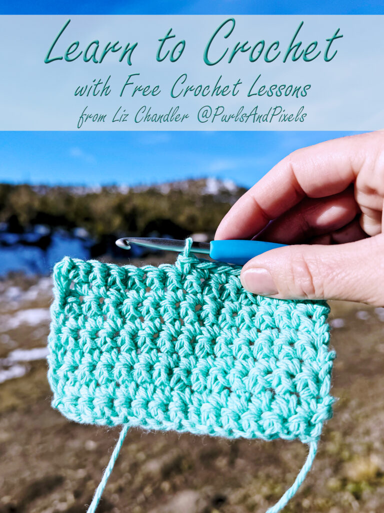 Learn to crochet with free crochet lessons from Liz Chandler @PurlsAndPixels.