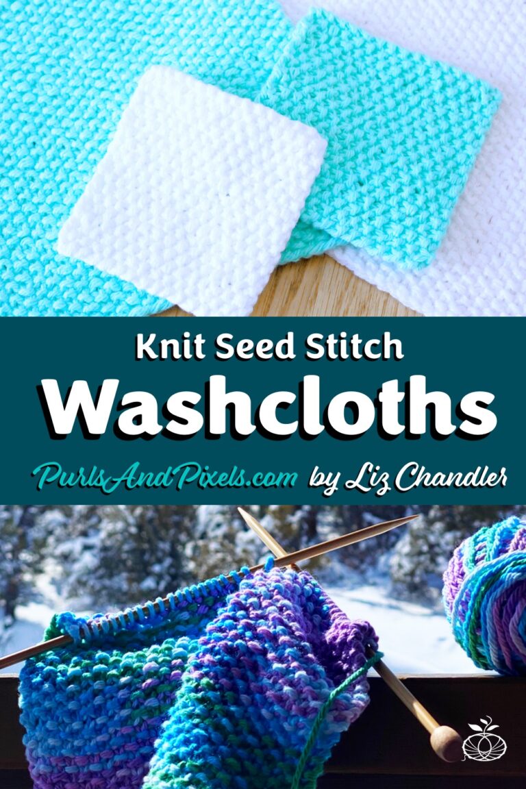 Seed Stitch Washcloth free knitting pattern using 100% cotton yarn, from Liz @PurlsAndPixels