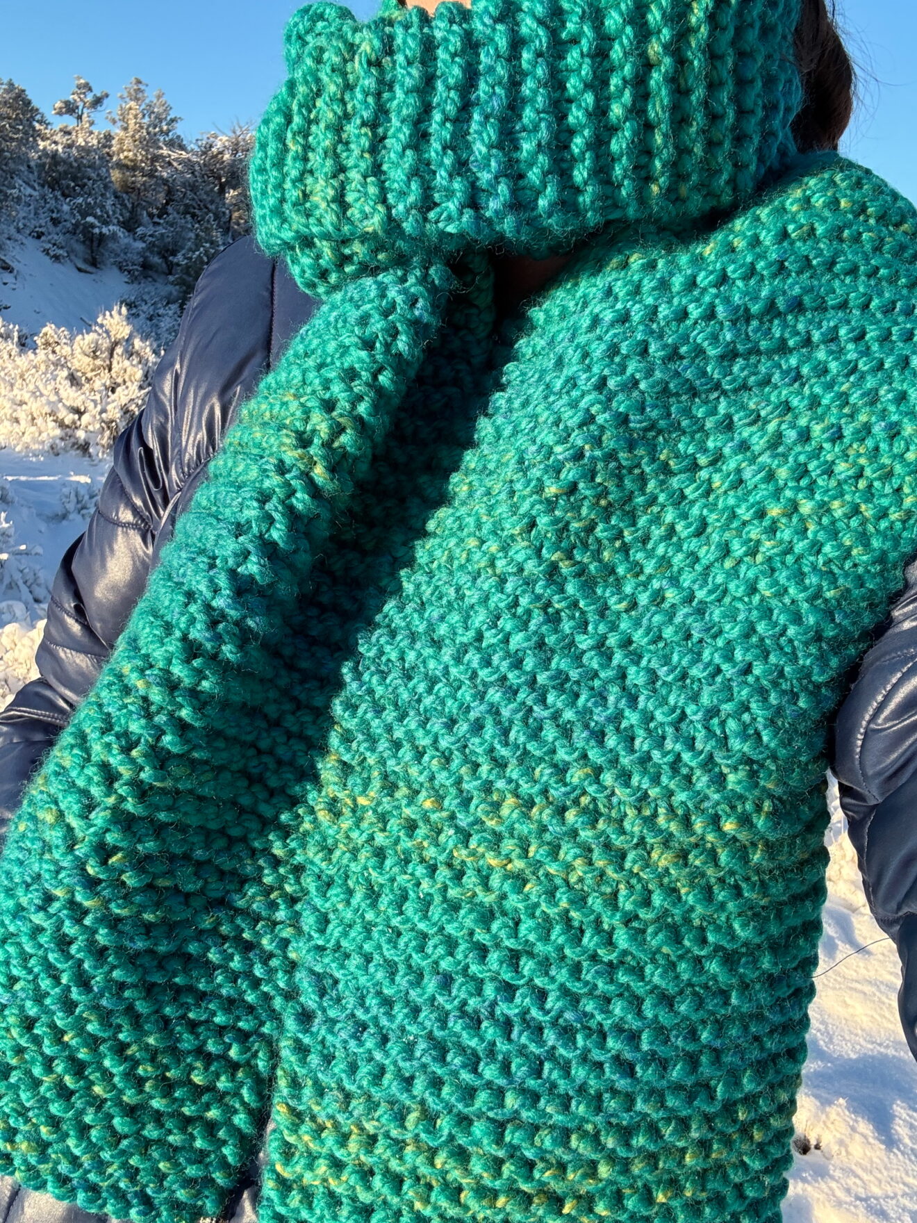 Super Bulky Knit Scarf Free Knitting Pattern PurlsAndPixels