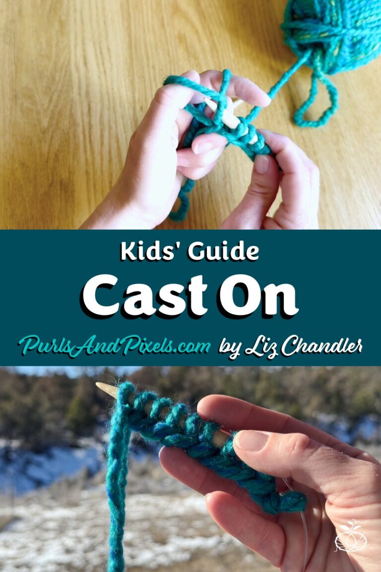 Knitting cast on held in hands on needle.