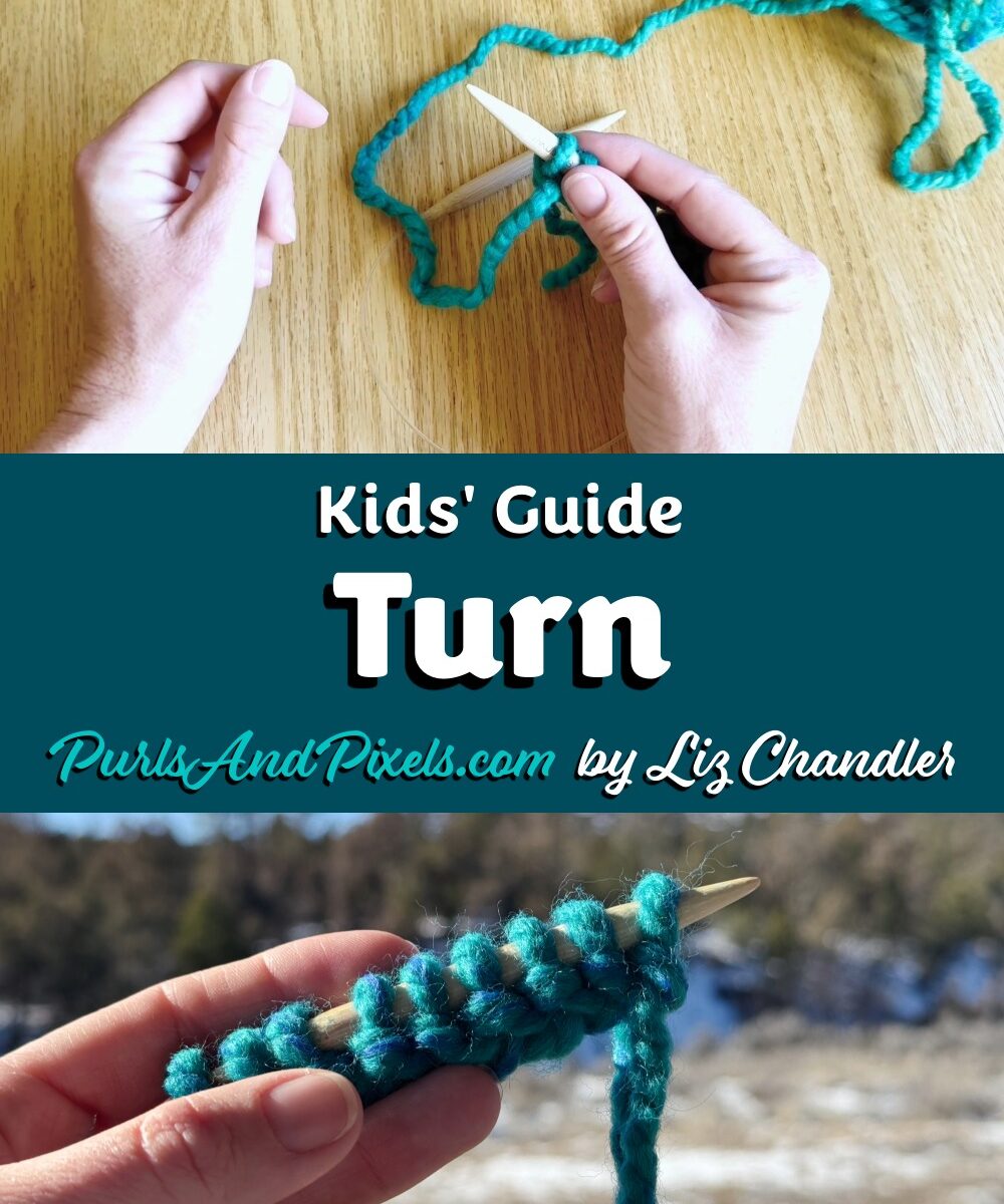 Turning the knitting needle from the right hand to the left hand.