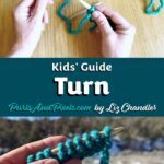 Turning the knitting needle from the right hand to the left hand.