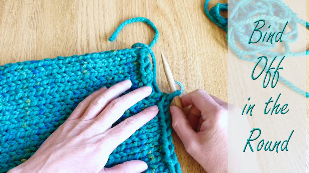 Kids' Knitting Guide – binding off in the round to create a closed knitted toy.